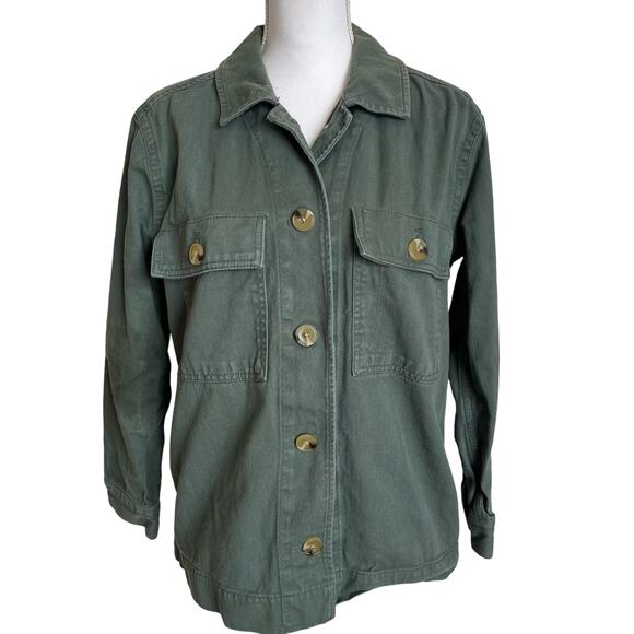 Free Assembly Jacket Coat Women's Size M Medium Olive Green Chore Utility Cotton - Picture 1 of 9